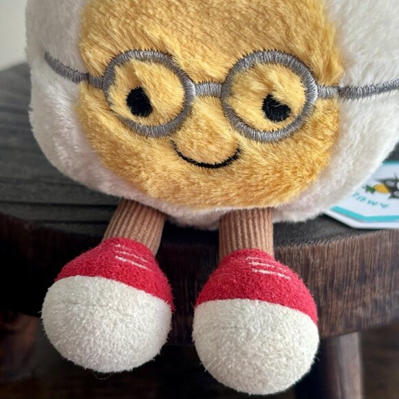Jellycat| NEW London Amuseables Boiled Egg Geek Plush Eye Glasses Spring NWT - Picture 2 of 4